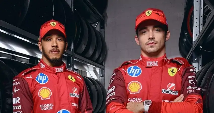 Льюис Хэмилтон и Шарль Леклер представляют мерч Феррари для Гран-при Лас-Вегаса