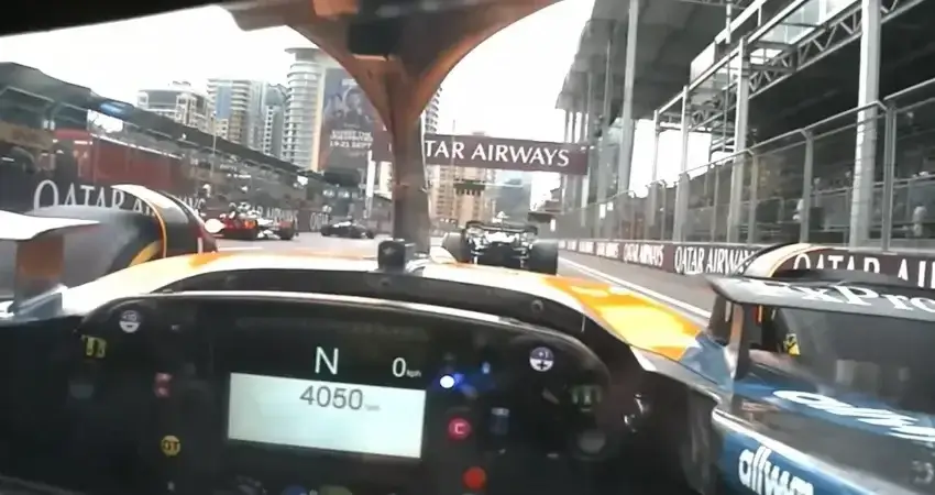 Камера на шлеме Ландо Норриса Гран-при Азербайджана 2025 года