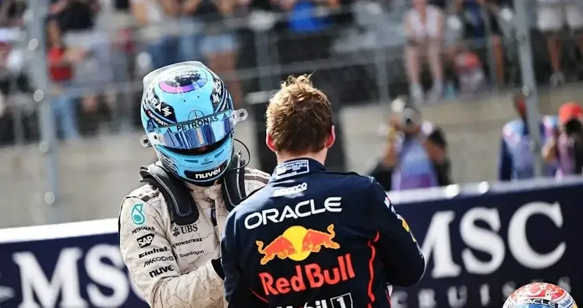 Расселл бросает вызов Ферстаппену