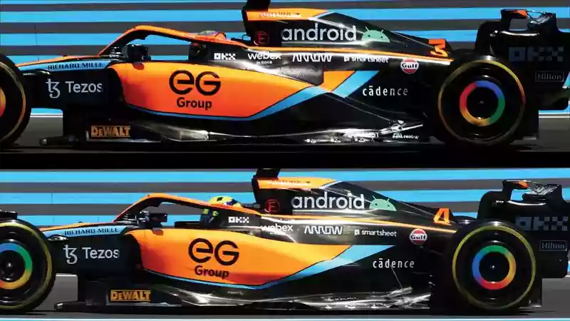 Норрис говорит, что он играет в догонялки с Риккардо, когда McLaren тестировали новые обновления на практике Гран-при Франции.